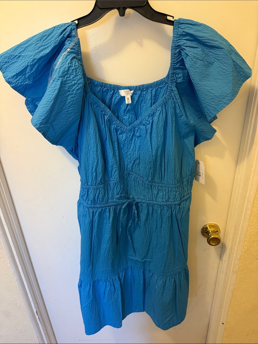 Time and Tru Teal Flutter Sleeve Dress